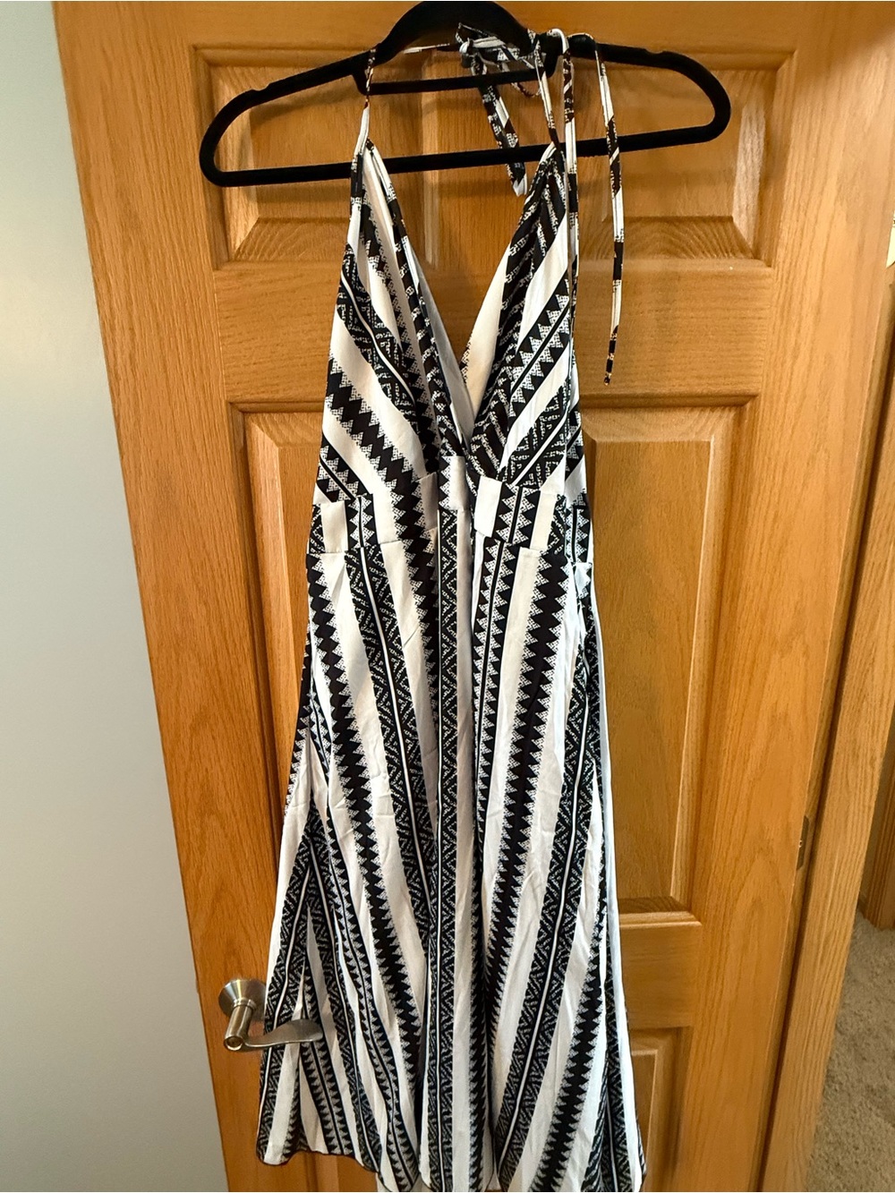 Black & White Tribal Halter Dress - Women